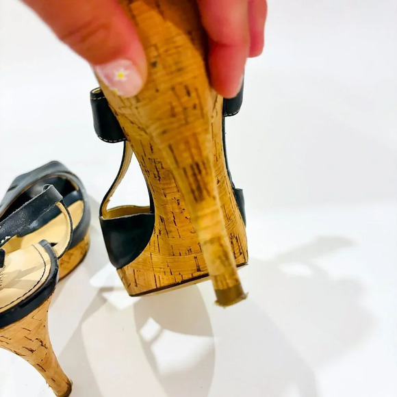 MARC FISHER Valma Cork Peep Toe Heels - Picture 7 of 8